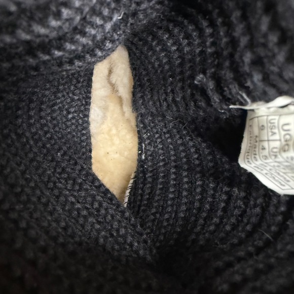 UGG Classic Cardy Boots Womens 6 Black Sweater Knit Pull On Boots Button - Picture 10 of 11